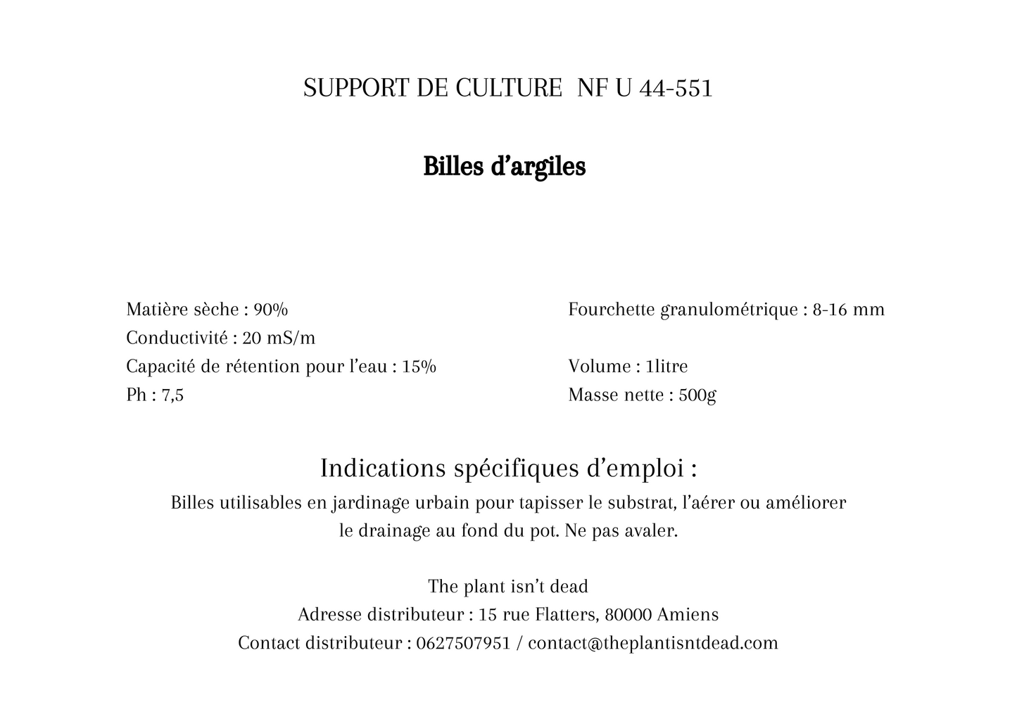 Billes d'argiles pour plante - Sachet de 1 litre
