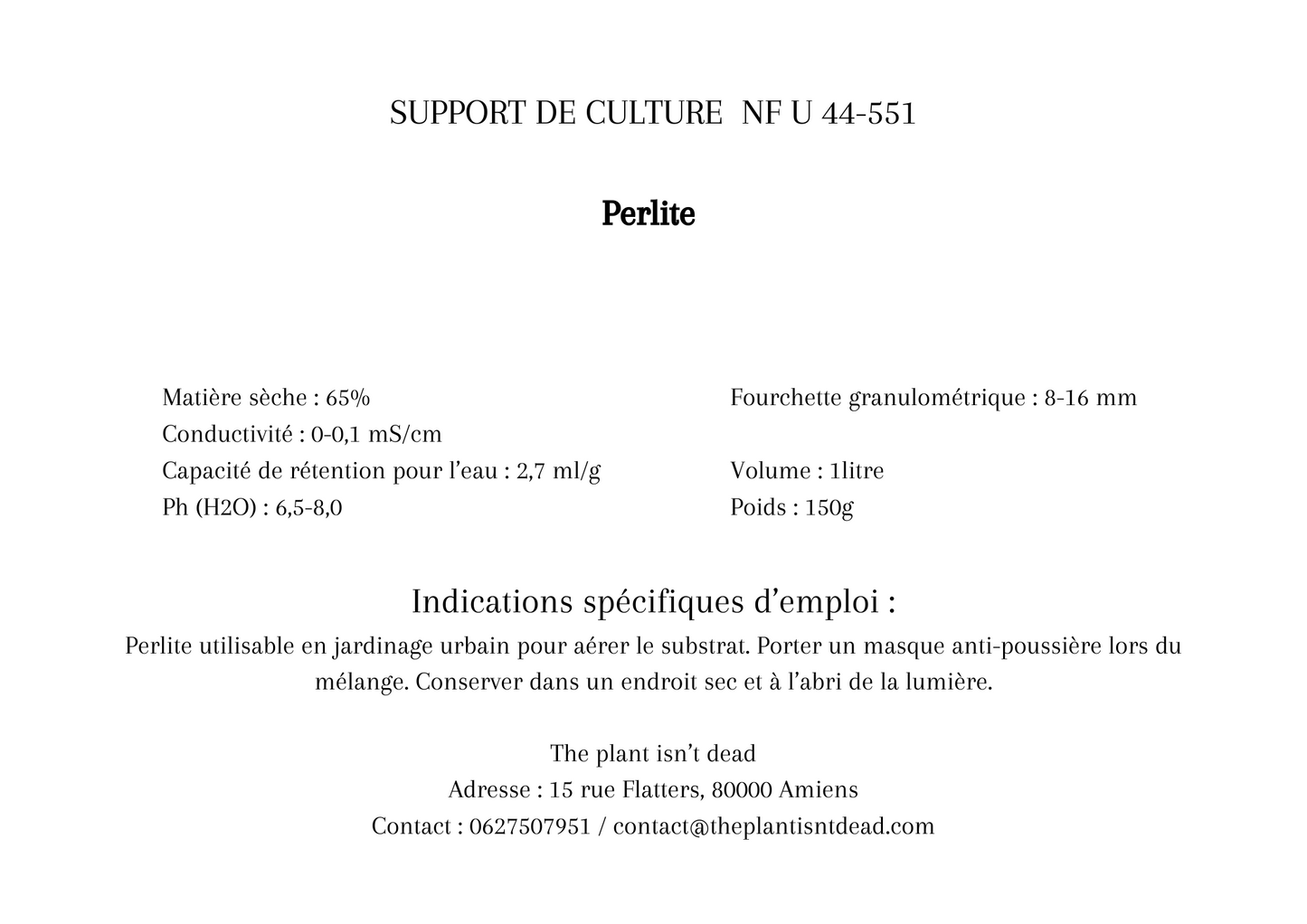 Perlite pour plante - Sachet de 1 litre