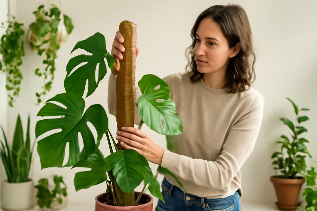 Repositionner un tuteur en sphaigne pour une croissance optimale des plantes d'intérieur